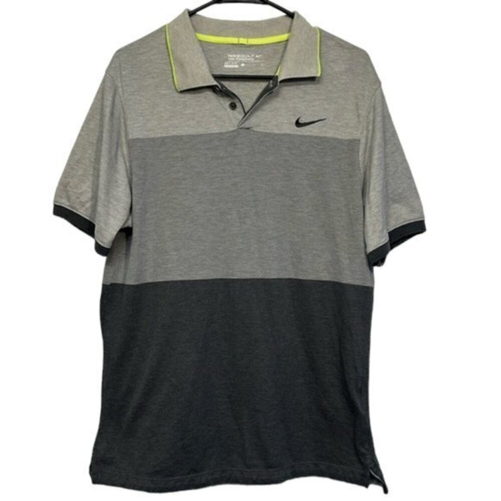 Nike Golf Tour Performance Dri-Fit Tri-Color Gray Polo Shirt Size Large #1804